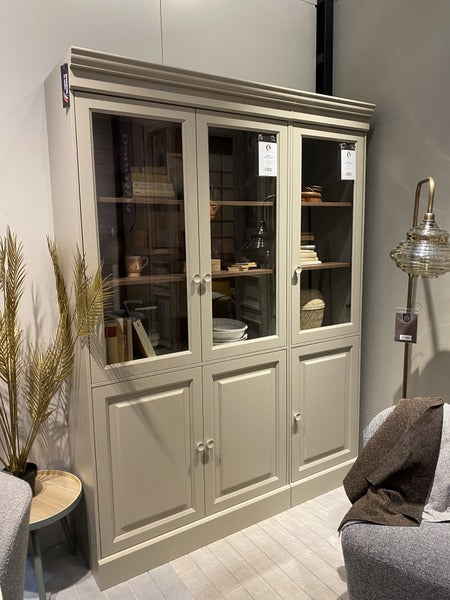 Vitrine grau, Schrank grau, Bücherschrank grau, Geschirrschrank grau, Breite 105-159 cm