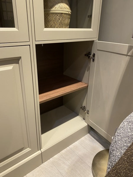 Vitrine grau, Schrank grau, Bücherschrank grau, Geschirrschrank grau, Breite 105-159 cm