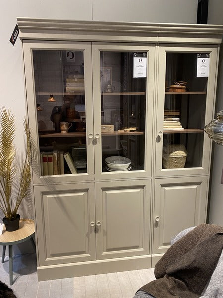 Vitrine grau, Schrank grau, Bücherschrank grau, Geschirrschrank grau, Breite 105-159 cm