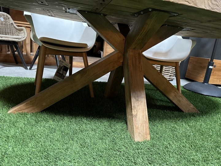 Gartentisch oval Massivholz,  Esstisch oval Alt-Teakholz, Gartenesstisch oval Holz Teak, Massivholz Esstisch oval, Länge 300 cm
