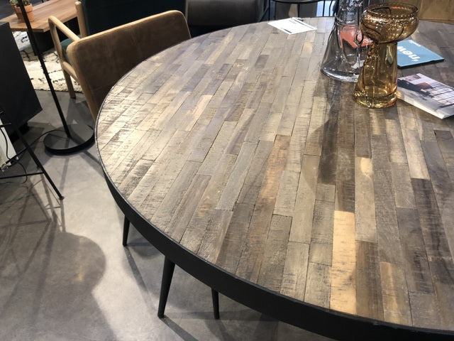 Runder Tisch brau-schwarz, Tisch rund schwarz, Durchmesser 120 cm