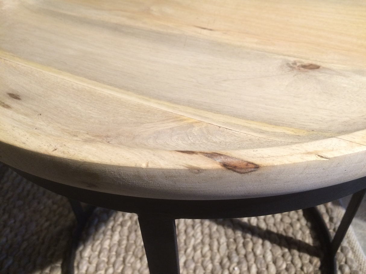 Beistelltisch Set Metall-Holz, Durchmesser 43 und 53 cm