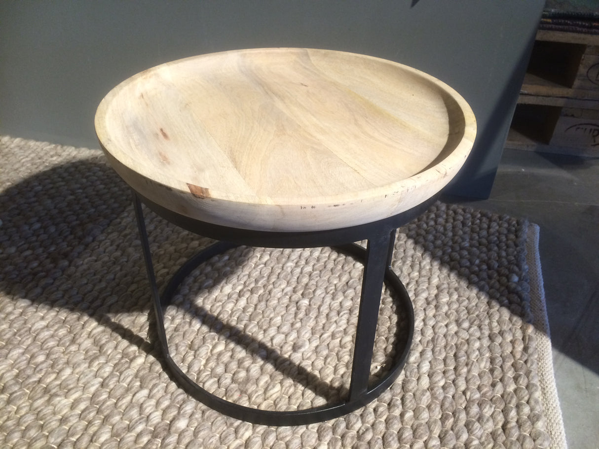 Beistelltisch Set Metall-Holz, Durchmesser 43 und 53 cm