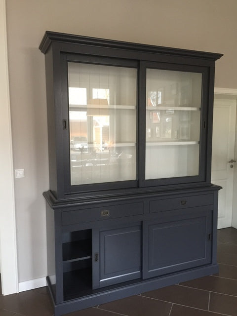 Buffetschrank grau, Geschirrschrank grau, Schrank grau Landhaus, Breite 177 cm