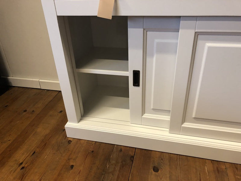 Vitrine weiß Landhaus, Geschirrschrank weiß Landhaus, Vitrinenschrank weiß Landhausstil, andere Farben optional wählbar,  Breite 126 cm