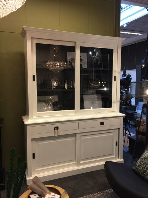 Vitrine weiß, Geschirrschrank weiß, Schrank weiß Landhaus, Breite 177 cm