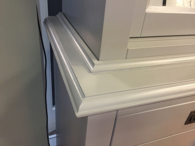 Vitrine grau Landhaus, Geschirrschrank grau Landhaus, Vitrinenschrank grau Landhausstil, Breite 126 cm