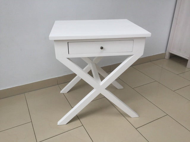 Nachttisch weiß, Beistelltisch weiß Landhausstil, Beistelltisch Holz, Maße 55 x 45 cm