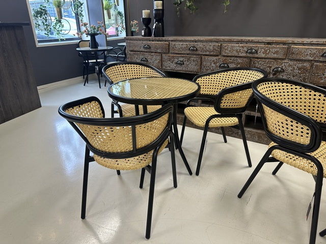 Stuhl schwarz outdoor Stuhl, Bistro-Stuhl Rattan, Garten Stuhl Rattan-schwarz