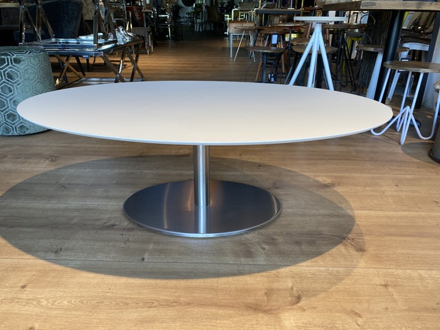 Couchtisch oval weiß, ovaler Tisch weiß, Loungetisch oval weiß, Länge 120 cm