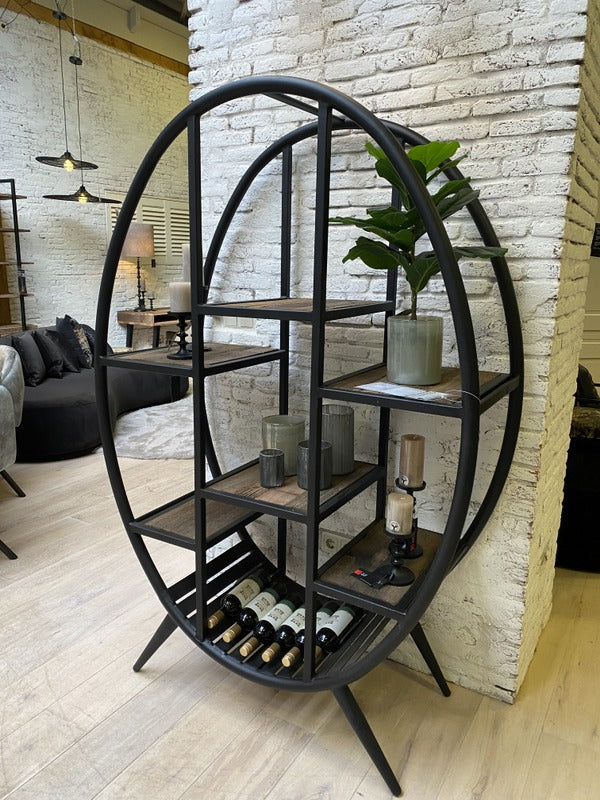 Bücherregal oval Metall, Metall Regal oval, Breite 120 cm