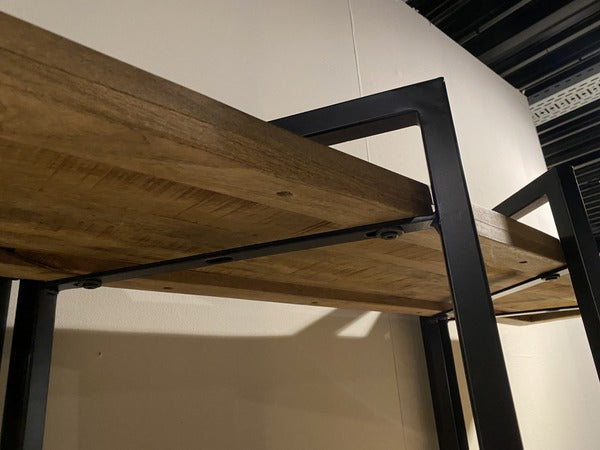Bücherregal Metallgestell, Regal Naturholz Industriedesign,  Breite 160 cm