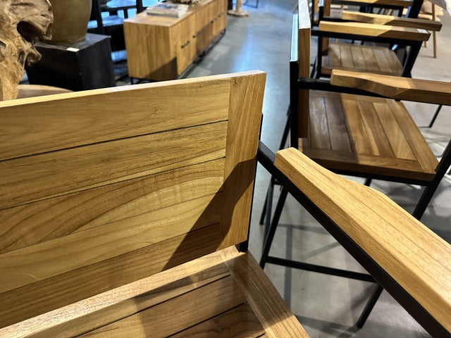 Barstuhl Metall-Holz, Barstuhl mit Armlehne Industriedesign, Sitzhöhe 75 cm