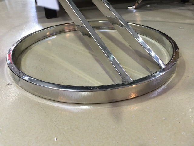 Couchtisch Silber Glas-Metall, Tisch verchromt aus Metall und Glas, Durchmesser 100 cm