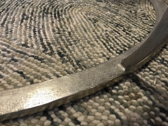 Couchtisch Silber Glas-Metall, Tisch Metall und Glas, Durchmesser 133 cm