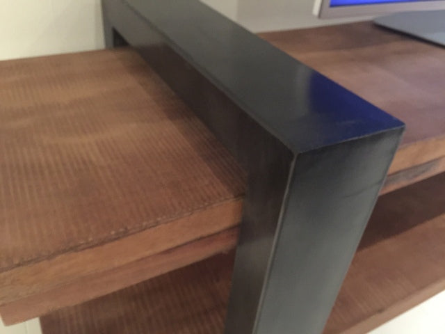 TV Regal grau-Naturholz, Lowboard Industrie, Fernsehschrank Industriedesign grau, Breite 200 cm