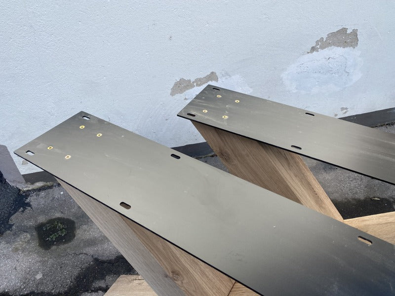 2er Set Tischgestell Holz Eiche, Holzuntergestell für Tische, Breite 78 cm