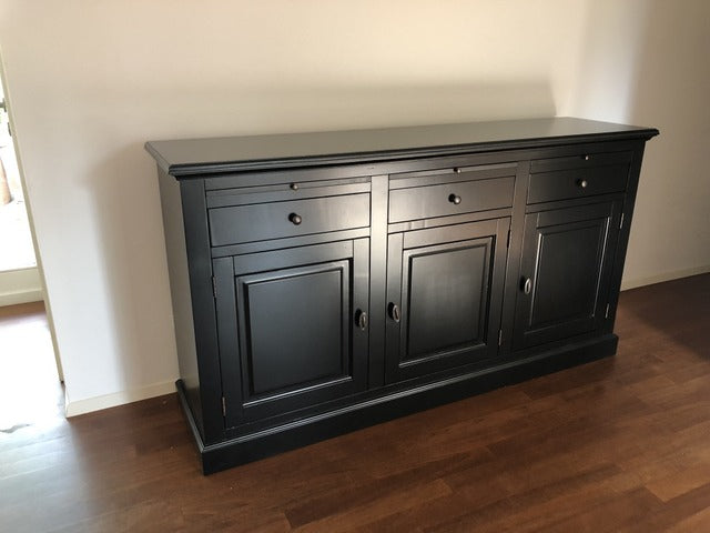 Sideboard schwarz, Anrichte schwarz Landhaus, Sideboard Landhausstil, Breite 177 cm