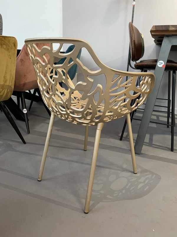 Gartenstuhl Gold, Designstuhl Gold Aluminium, Outdoor-Stuhl Gold