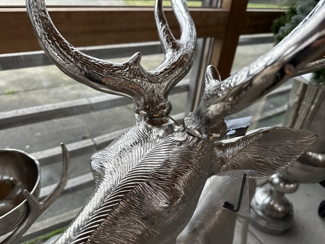 Hirsch Silber Metall, Rentier Silber Hirsch, Höhe 150 cm