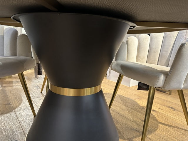 Runder Esstisch schwarz-Gold, Tisch Keramik rund schwarz, Durchmesser 120 cm