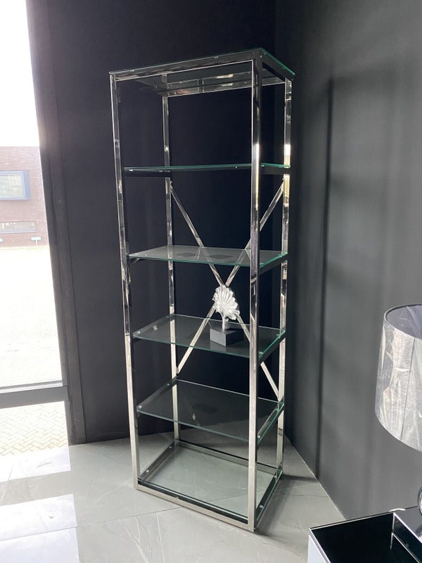 Regal Silber,  Glasregal Silber,  Breite 60 cm