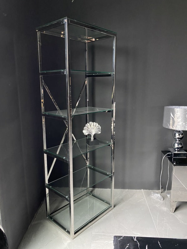 Regal Silber,  Glasregal Silber,  Breite 60 cm