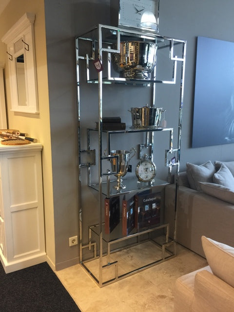 Regal verchromt Glas Metall, Bücherregal Metall Silber