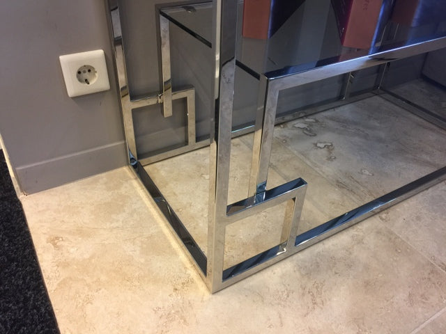 Regal verchromt Glas Metall, Bücherregal Metall Silber