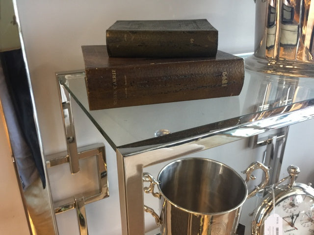 Regal verchromt Glas Metall, Bücherregal Metall Silber