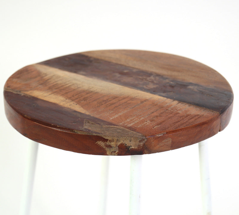 Hocker aus Metall und Massivholz im Industriedesign, Höhe 45 cm