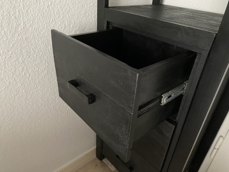 Regal schwarz mit Schubladen,  Metall Regal Industriedesign, Aktenregal schwarz Industrie,  Breite 55 cm