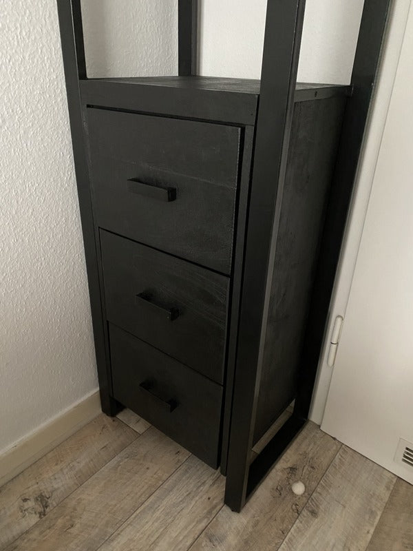 Regal schwarz mit Schubladen,  Metall Regal Industriedesign, Aktenregal schwarz Industrie,  Breite 55 cm