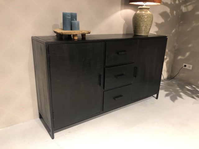 Sideboard schwarz, Anrichte schwarz, Schrank schwarz, Breite 180 cm