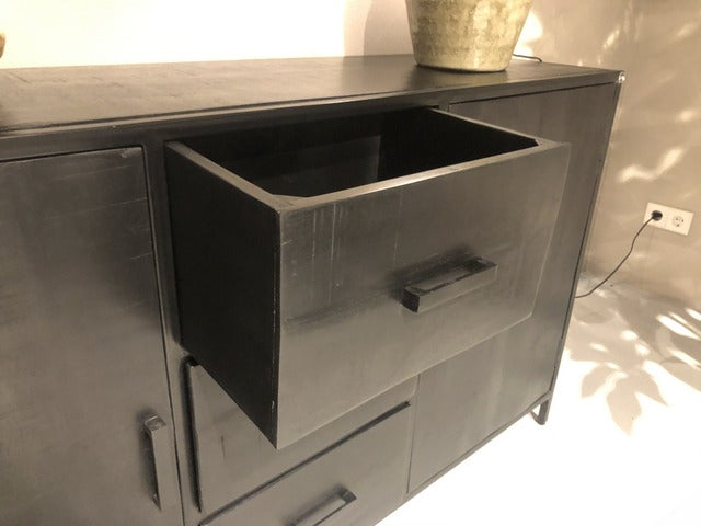 Sideboard schwarz, Anrichte schwarz, Schrank schwarz, Breite 180 cm
