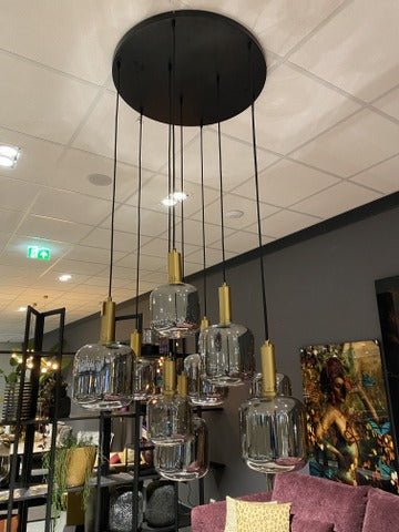 Hängelampe schwarz-Gold, Pendelleuchte schwarz Gold, Hängeleuchte Gold, Breite 83 cm