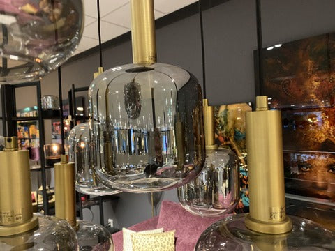 Hängelampe schwarz-Gold, Pendelleuchte schwarz Gold, Hängeleuchte Gold, Breite 83 cm