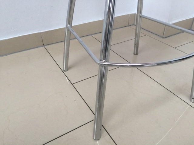 Design Barhocker orange, Barstuhl orange verchromtes Gestell, Sitzhöhe 80 cm