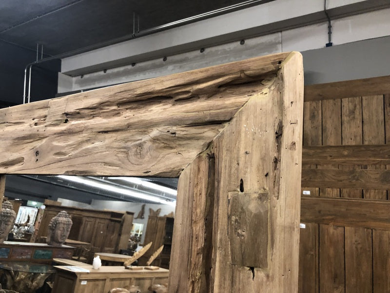 Spiegel Massivholz Teak, Wandspiegel Altholz Teak, Maße 200 x 90 cm