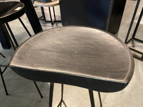 Barhocker schwarz Industriedesign, Tresenhocker Holz-Metall, Sitzhöhe 81 cm