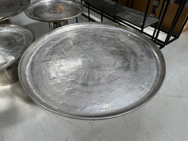 Runder Couchtisch Silber, Couchtisch rund Silber, Durchmesser 101 cm