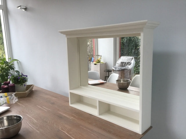 Spiegel weiß Massivholz,  Spiegel im Landhausstil, Maße 93x80 cm