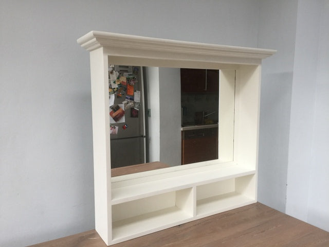 Spiegel weiß Massivholz,  Spiegel im Landhausstil, Maße 93x80 cm