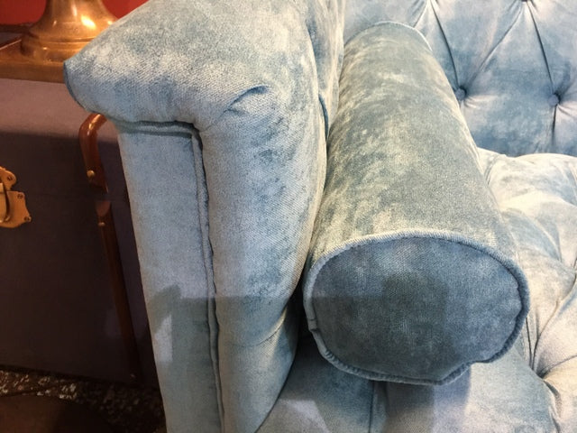 Sofa Chesterfield, Sofa Chesterfield Velour türkis, Breite 210 cm