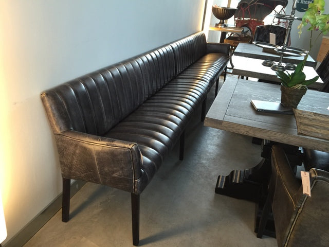 Bank gepolstert Echtleder-Bezug, Bank Echtleder schwarz, Länge 200 cm