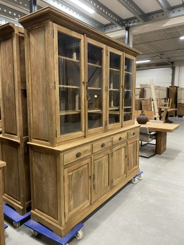 Vitrine Teak, Buffetschrank Teakholz, Geschirrschrank Teak, Schrank Massivholz Teak, Breite 200 cm