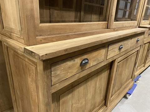 Vitrine Teak, Buffetschrank Teakholz, Geschirrschrank Teak, Schrank Massivholz Teak, Breite 180 cm