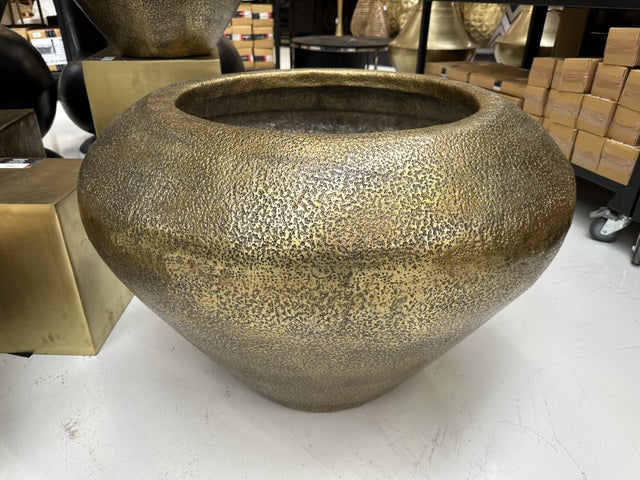 Großer Blumentopf Bronze, XXL Blumentopf Metall Gold matt, Durchmesser