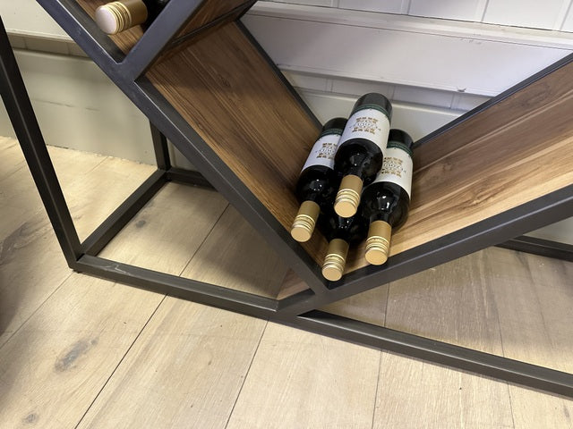 Weinregal Holz-Metall, Weinregal braun Holz, Breite 100 cm