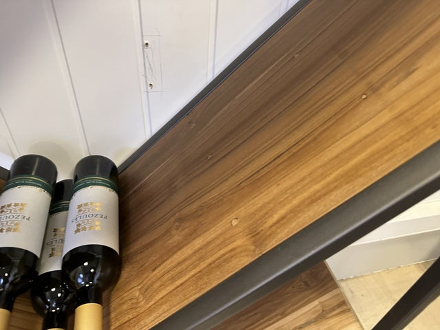 Weinregal Holz-Metall, Weinregal braun Holz, Breite 100 cm